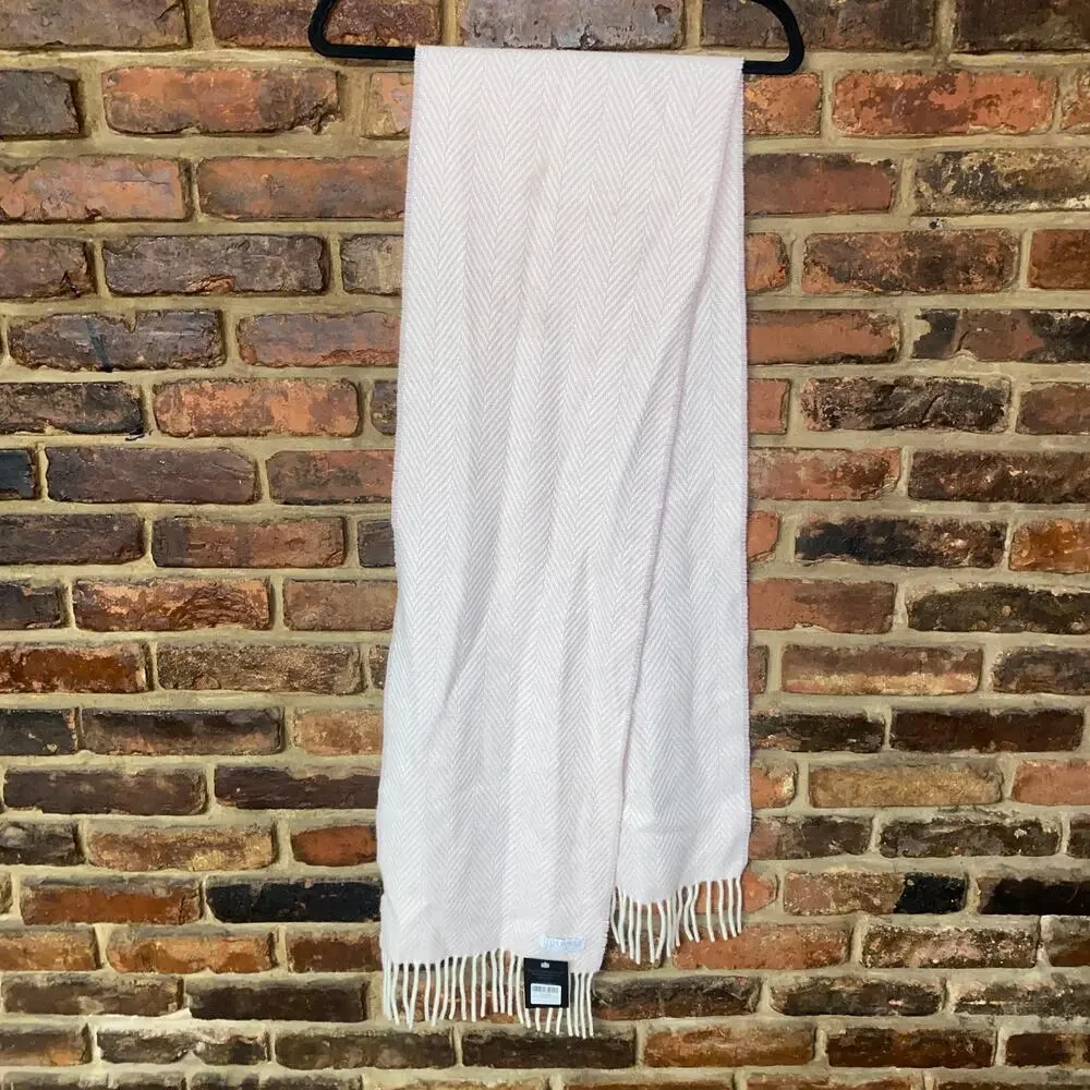 NWT Foxford Pink Herringbone Lambswool Wool Cashmere Blend Scarf New